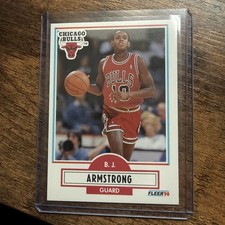 MT+: 1990-91 FLEER B.J. Armstrong Chicago Bulls Rookie Card #22. rookie card picture