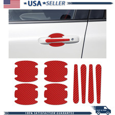 Carbon Fiber Car Door Handle Scratch Protector, 8PCS, Red, VehiclesColor: Red