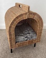 Ikea Rattan Cat / Pet Bed on Legs With Cushion Pet Accessories 