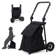 2-in-1 Foldable Shopping Cart with Wheels, Heavy-Duty Grocery Utility Hand Truck