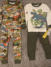 Carter's Toddler Boy's Dinosaur T-Rex 4-Piece Cotton Pajama Set Size 3T New