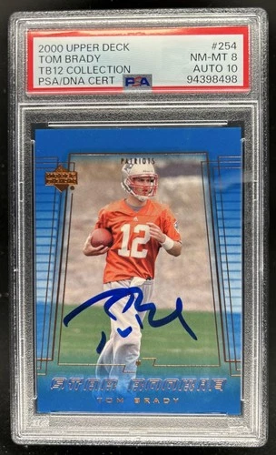 2000 Upper Deck Tom Brady Rookie RC #254 Patriots PSA 8 Auto Autograph 10