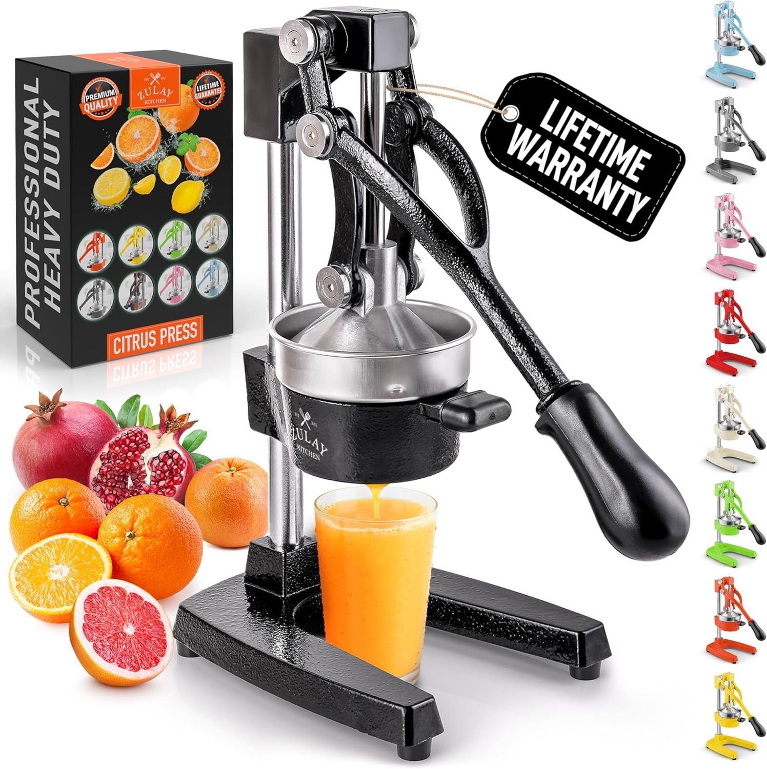 Zulay Kitchen Cast Iron Orange Juicer - Stainless Steel (Black)