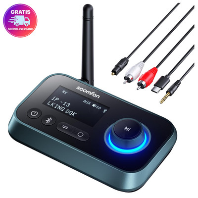 Bluetooth 5.0 Sender Empfänger SOOMFON Audio Bluetooth Adapter TV PC Stereo
