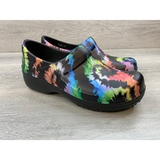 Crocs Neria Pro II Women's Work Clogs 8 Black Tie Dye Slip Resistant Shoes