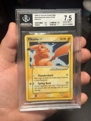 2006 POKEMON EX HOLON PHANTOMS GOLD STAR #104 PIKACHU-HOLO BGS 7.5