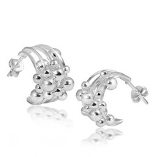 MATERIA 925 Silber Halbcreolen bewegliche Kugeln Damen Ohrstecker #SO-236