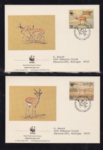 BAHRAIN 1993 4 FIRST DAY COVERS WWF WORLD WILDLIFE FUND GAZELLA