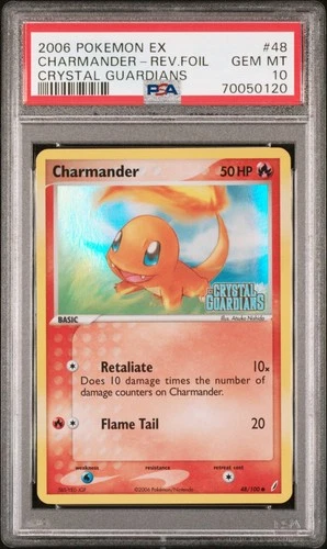 PSA 10 2006 POKEMON EX CRYSTAL GUARDIANS #48 CHARMANDER - REV. FOIL POP 64