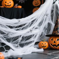 Halloween Spinnennetz Deko, Dehnbare Spinnennetze & 50 KüNstliche Spinnen-Perfek