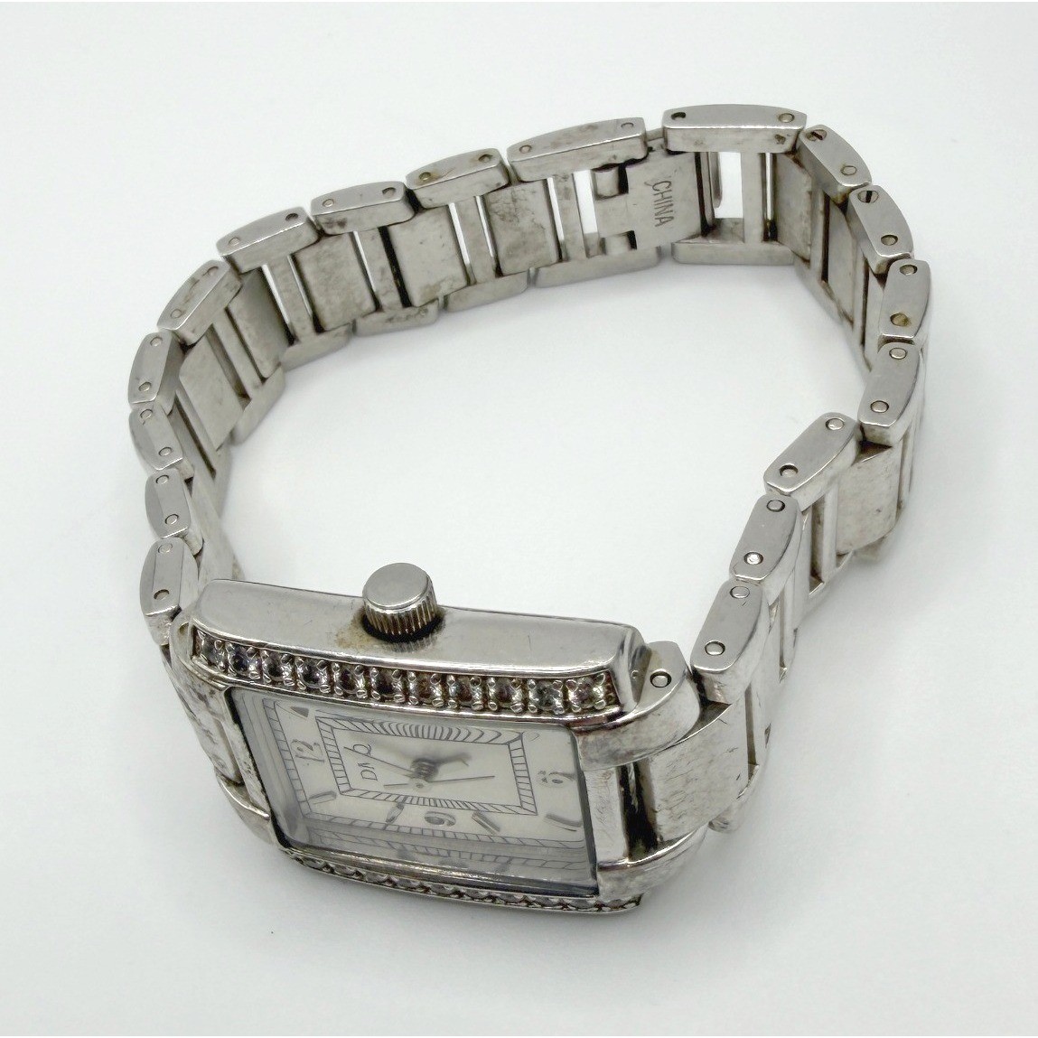 DMQ Silver Tone Rectangular Watch Rhinestone Beze… - image 3