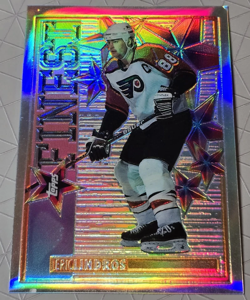 Eric Lindros ⭐TheGreat88⭐ ~RARE~ 1995 TOPPS FINEST MYSTERY ⚡REFRACTOR⚡ read. HOF - Image 4 of 4