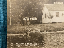 RPPC On the Island Camp Rest Argentine Michigan Posted 1909 to Alliance Ohio