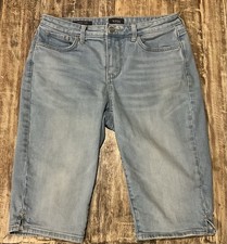 NYDJ Denim Stretchy Light Blue Sophie Capri Shorts Raw Sz 6