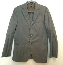 Massimo Dutti 100 Italian Cotton 2 Button Heathered Gray Blazer Size 40