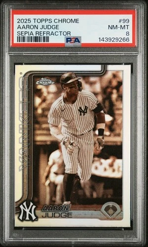 Aaron Judge 2025 Topps Chrome Sepia Refractor #99 PSA 8