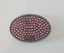 Chunky Style Retro Rhinestone Oval Metal Belt Buckle with Red