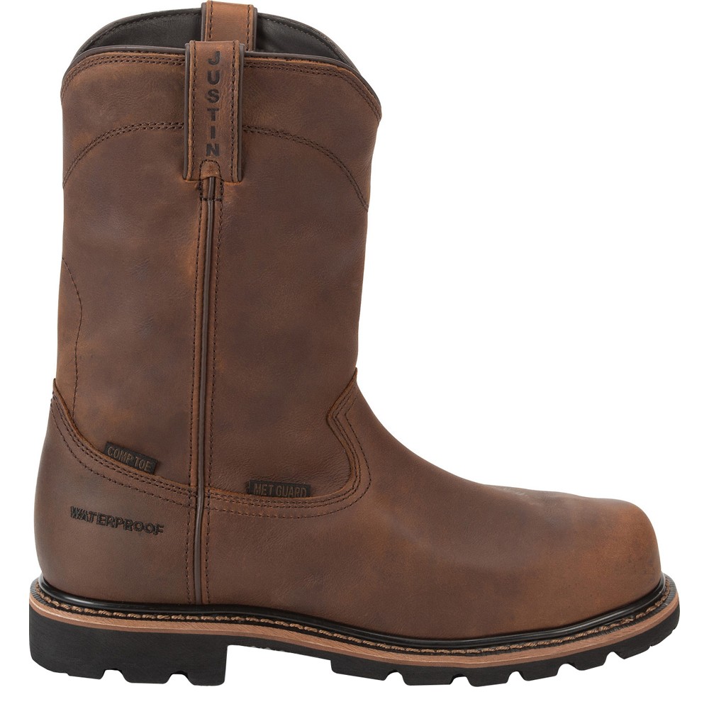 Justin Original Workboots Pulley 10 Inch Waterproof Met Guard Composite Toe Work
