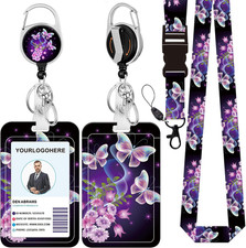 Badge Lanyard and ID Badge Holder, Retractable Badge Reels with Carabiner Reel B