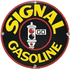 VINTAGE SIGNAL GASOLINE PORCELAIN SIGN: Gas Station Motor Oil Pump Plate