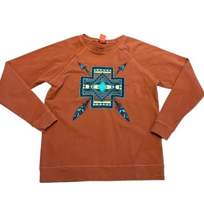 Cowgirl Tuff Women s Large Rust Long Sleeve Sweatshirt Embroidered Western Motif