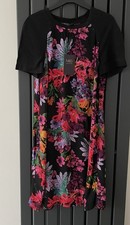 M&S Size 10 Black Floral Print Short Sleeve Shift Dress  Holiday Summer BNWT NEW
