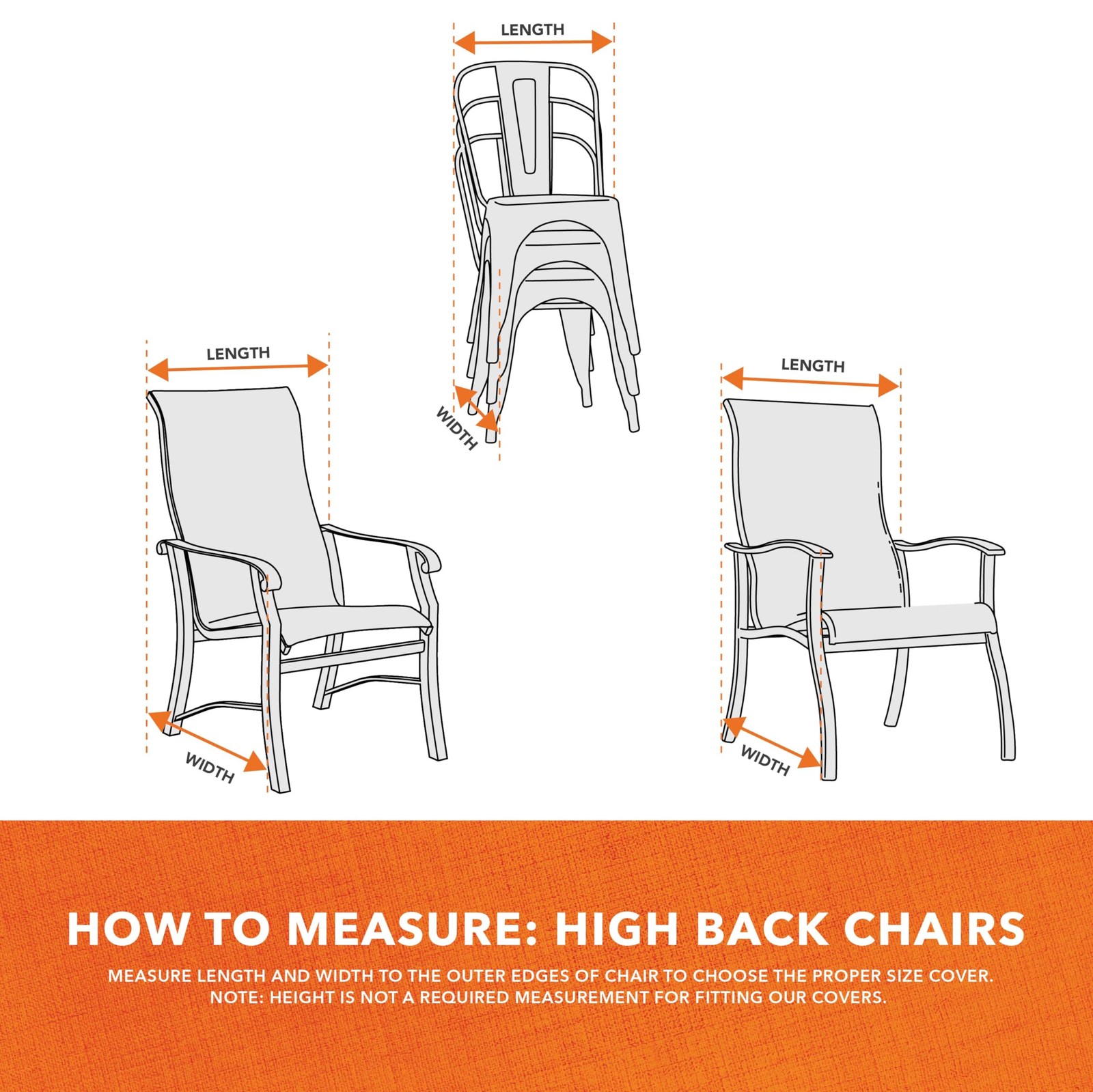 Chalet Stackable/High Back Bar Chair Cover - Weather-Resistant Fabric - Outdo...