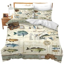 Fishing Bedding Set - Duvet Cover Twin Full Queen King Size for Adults Men - ...