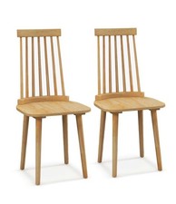 2 Wooden Spindle Back Windsor  Farmhouse Kitchen Dining Room Chairs