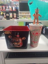 Five Nights At Freddy's 2 Popcorn Bucket Tin And Freddy Drink Cup Regal Rare