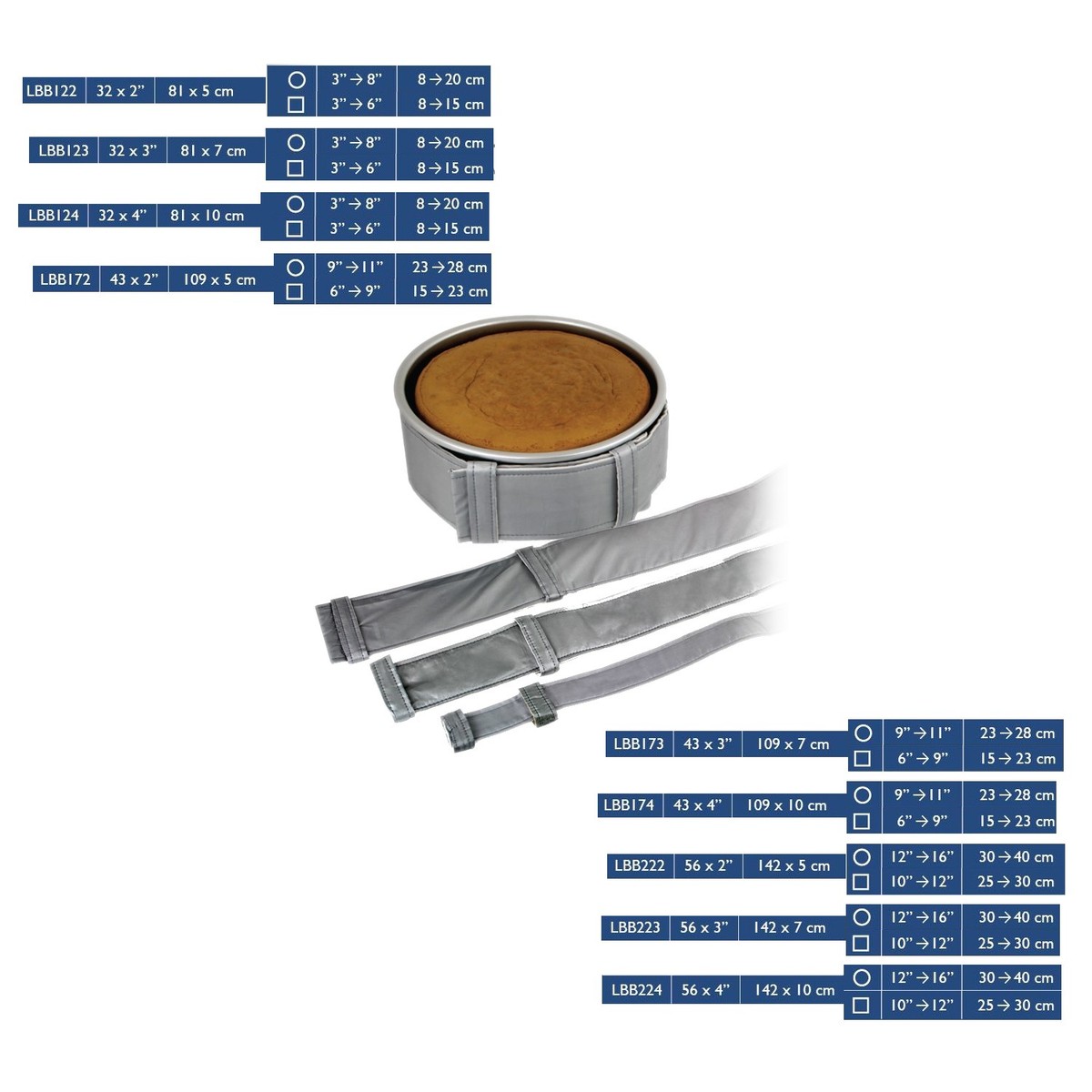 PME Cake Level Baking Cooking Bands Belt Square Round Tin Pan