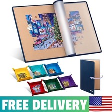 Foldable Jigsaw Puzzle Board With 6 Color Sorting Trays Portable Puzzle Mat With