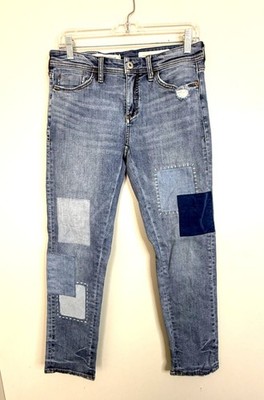 Anthropologie Pilcro Slim Boyfriend Jeans Light Wash Patchwork Women s Size 28
