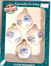 Vintage Toys R Us North Pole Especially for Baby Glass Ball Ornaments - Set of 4