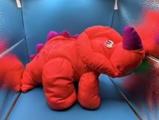 Vtg Dinosaur Orange Nylon 1992 Fisher Price Plush Triceratops Squeaker WORKS