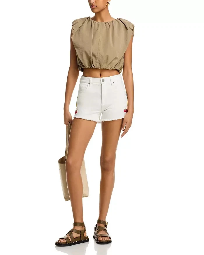 Pantalones cortos de mezclilla bordados Aqua Fruit talla 26 manchados Foto 2 de 4