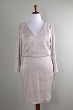 CALVIN KLEIN NWT $134 Metallic Plisse Cut Out Blouson Evening Dress Size 14