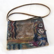 Borsa a tracolla Jane Yoo indossabile artistica in pelle dipinta a mano