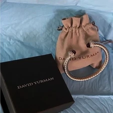 David Yurman 7mm Cable Bracelet Purple  Amethyst Sterling Silver Medium