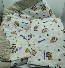 BabyLove Mini Crib Comforter Fitted Sheet Beige Varsity Animals
