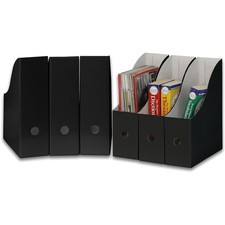 Stylish 6-Pack Magazine File Holder Box - Foldable Cardboard Organizer in Black
