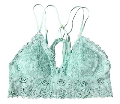 Aerie Women's Medium Mint Lace Padded Strappy Wireless Pullover Bralette