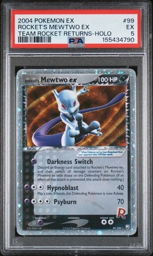 2004 Pokemon Ex Team Rocket Returns #99 Rocket's Mewtwo Ex Holo PSA 5 NEW CERT