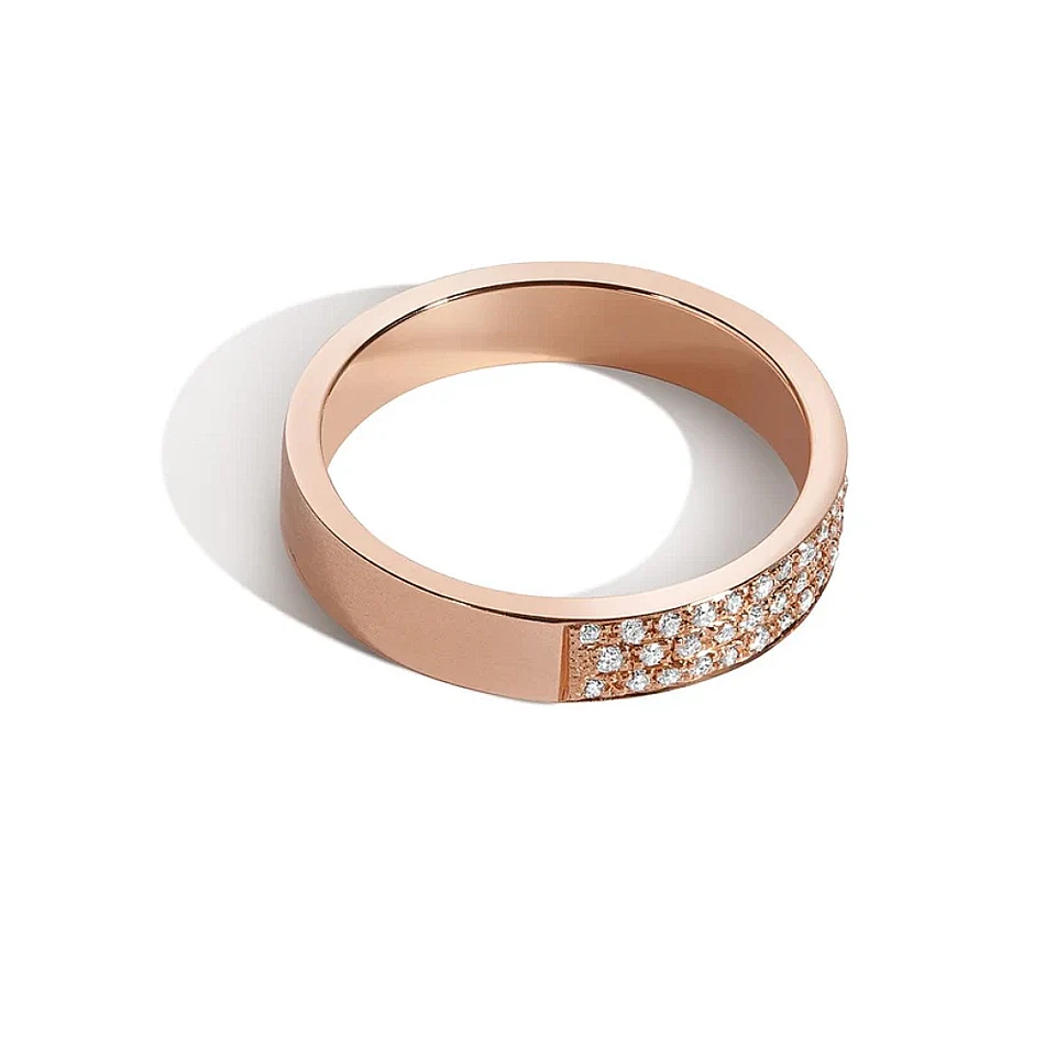 Banda de oro rosa de 18k para hombre creada en laboratorio de compromiso diamante redondo de 1 quilate talla 7 Foto 3 de 4