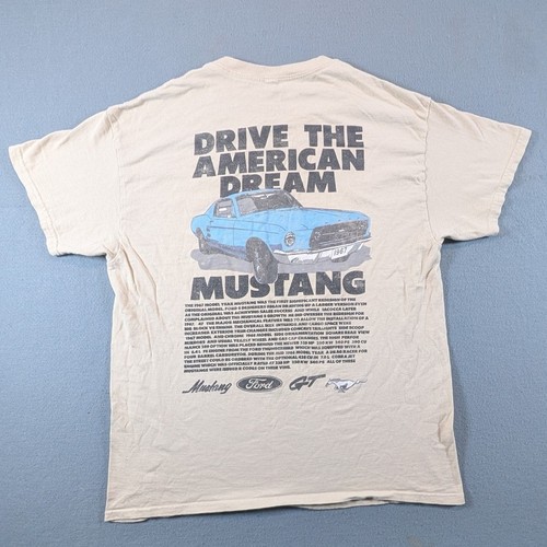 Ford Mustang Graphic T Shirt Mens Large Cream 1967 Drive the American Dream