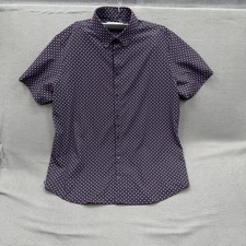Mizzen Main Shirt Mens XL Purple Geometric Short Sleeve Button Up Performance