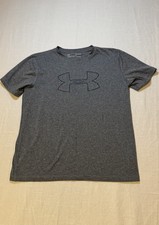 Under Armour HeatGear Youth YLG Gray Short Sleeve Athletic T Shirt Loose Fit