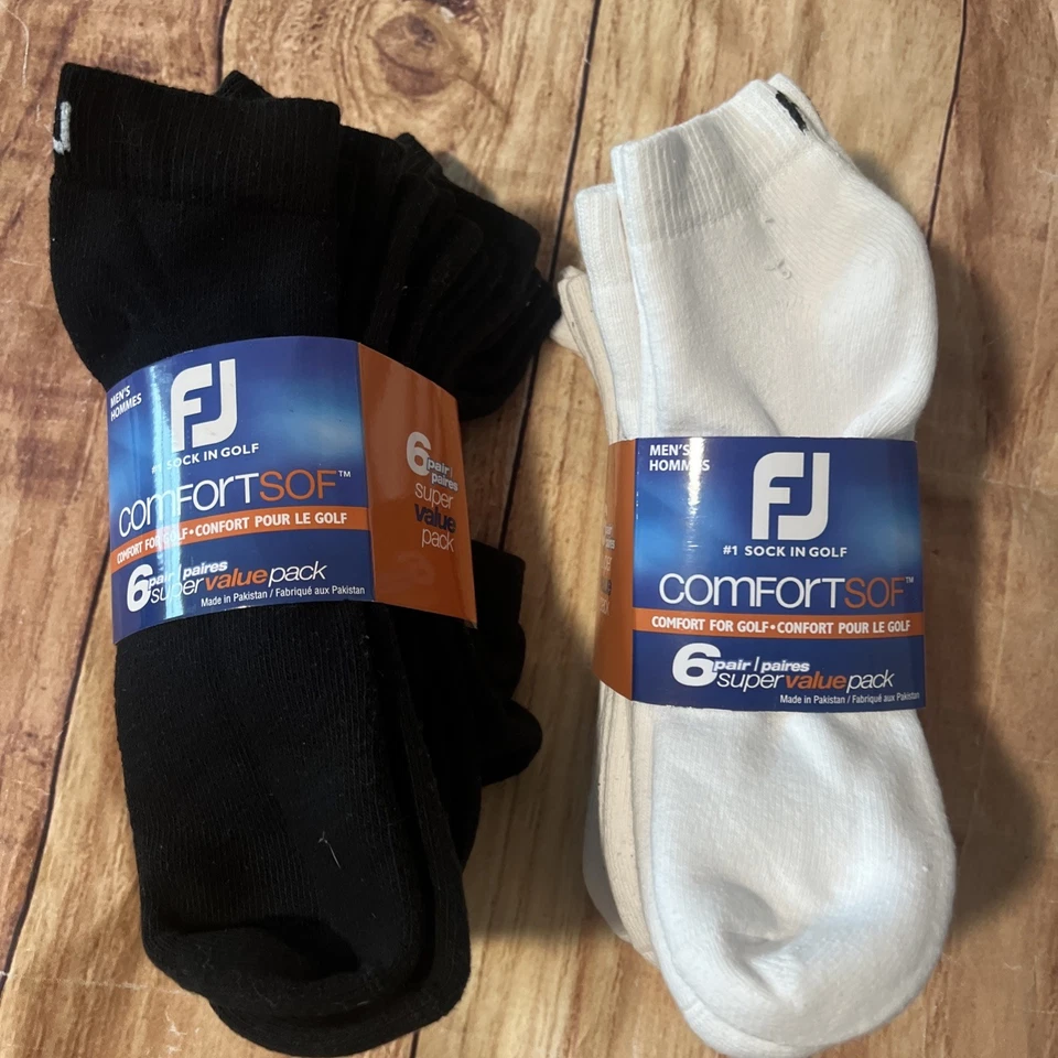 12 pares de calcetines de golf FootJoy para hombre cuarto confort blanco y negro paquete económico nuevos Foto 2 de 4