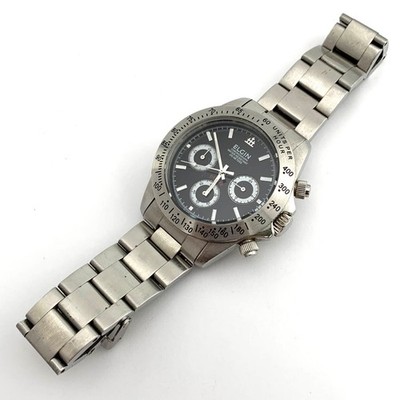 ELGIN FK-1059N-SL Chronograph men Quartz Black Dial Watch Japan