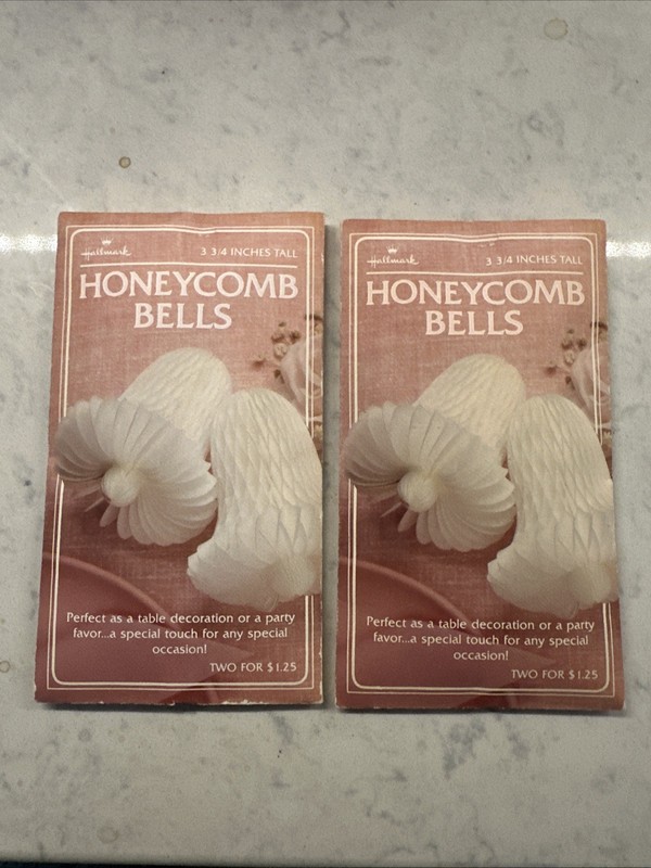 Hallmark Honeycomb Bells Decoration 1980 Set of 2 Paper Bells with Hardware